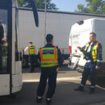 Rendőrség helyszínel egy buszbaleset helyszínén Székesfehérváron. Fotó: police.hu